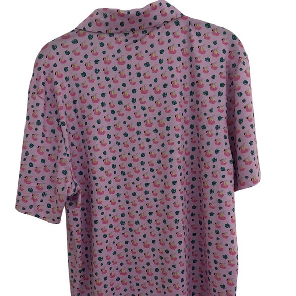 Greenside Golf Polo - NWT - Pink Flamingo/Drinks - Medium - Tropical - Picture 2 of 5